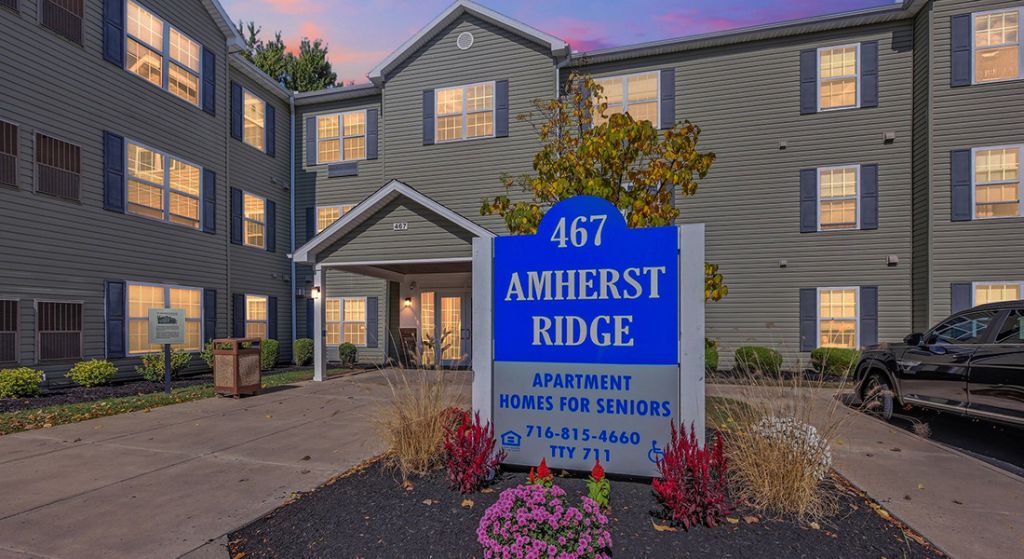 Building exterior of Amherst Ridge for seniors