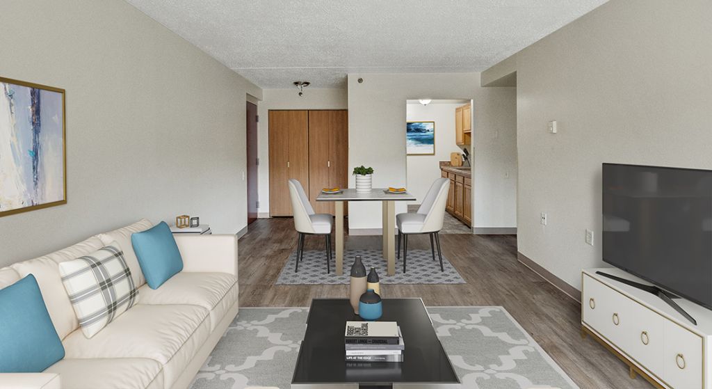 Bright, modern interior of a living space.