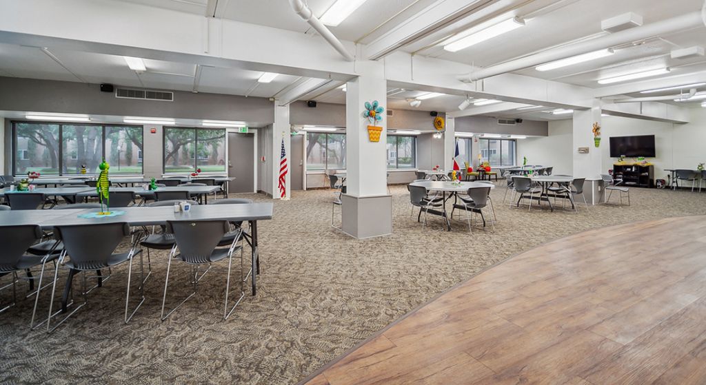 Common area with tables and chairs