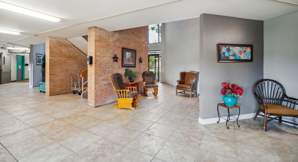 Common area with seating and decor