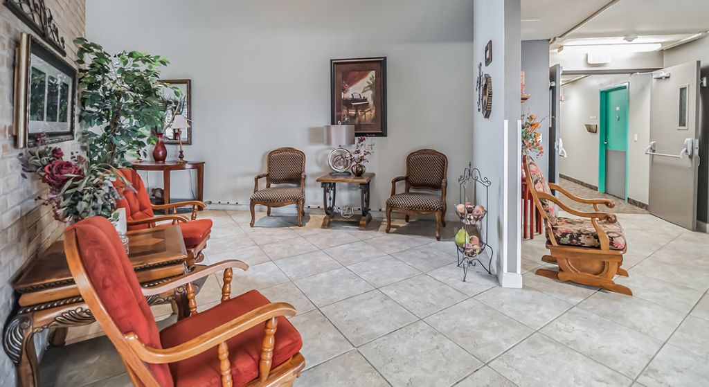 Common area with seating and decor