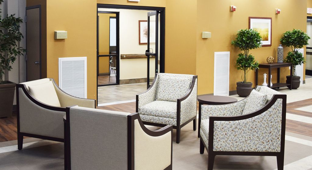 Common area with seating and decor