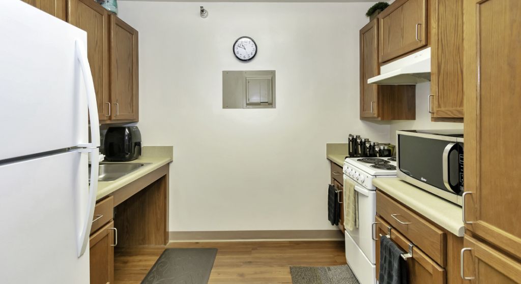 Well-equipped kitchen in a senior apartment