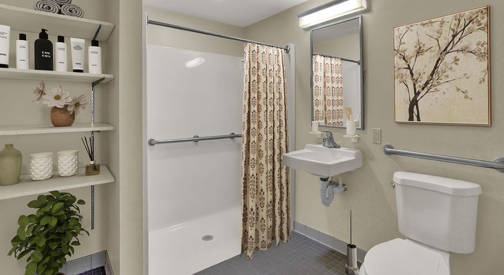 Clean and accessible bathroom with amenities