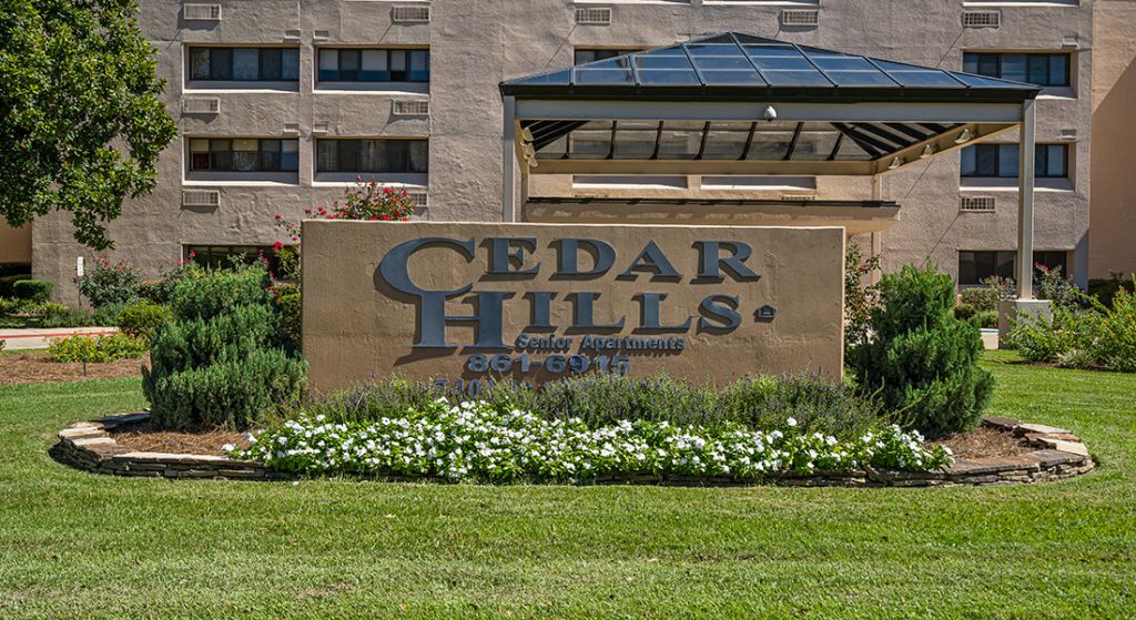 Exterior sign for Cedar Hills Senior Apartments