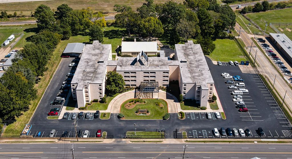 Aerial view of Center Place Senior Apartments.