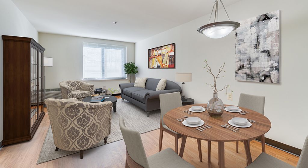 Modern apartment living room setup