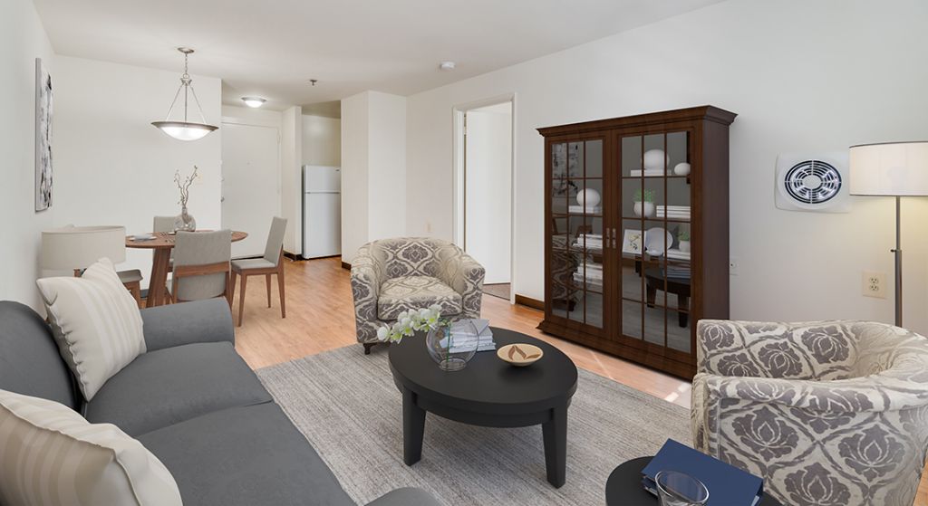 Cozy living area in a senior apartment