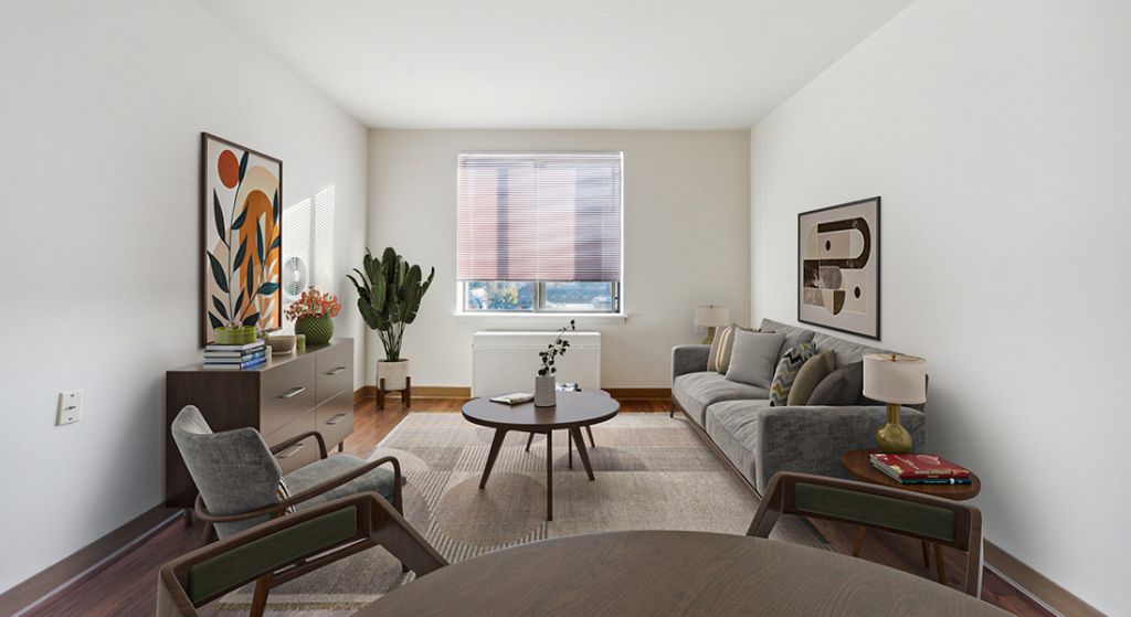 Cozy and modern living room interior