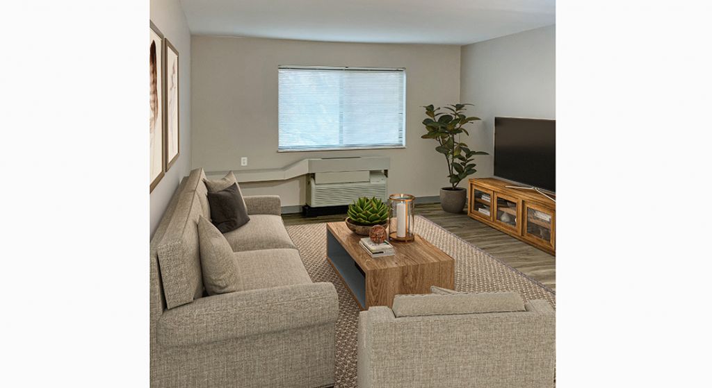 Cozy interior lounge area with modern furniture