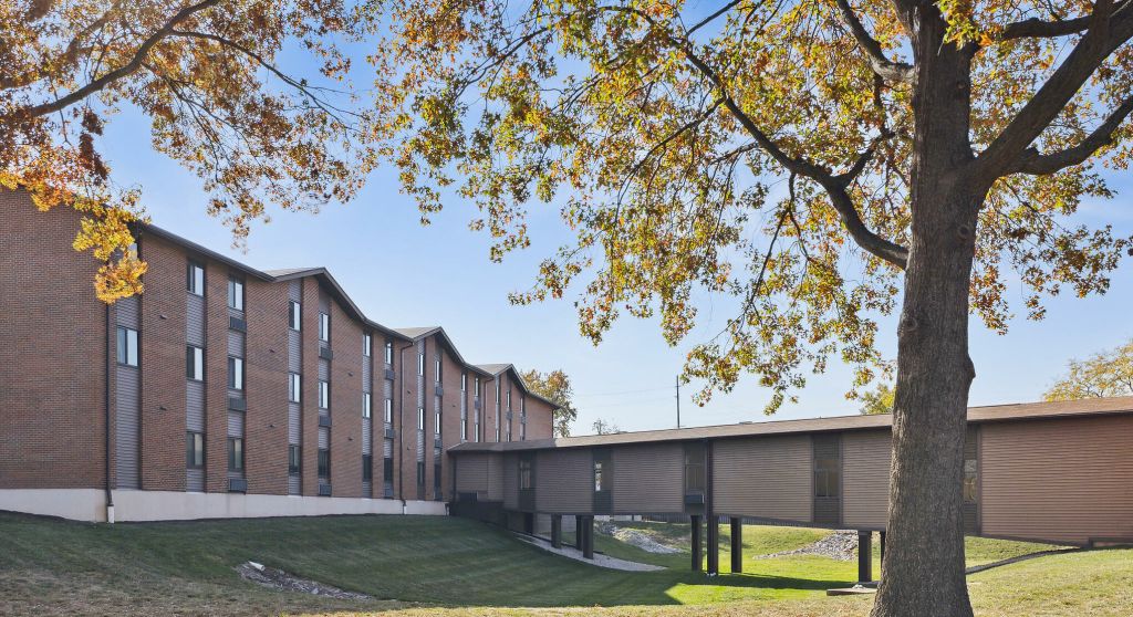 Exterior view of a senior apartment building