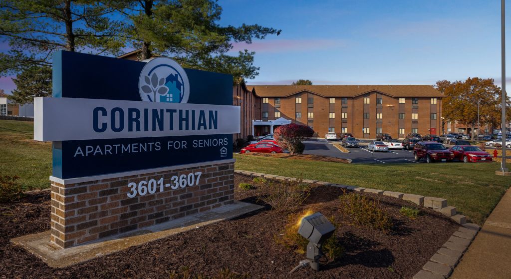 Exterior view of Corinthian Apartments for Seniors