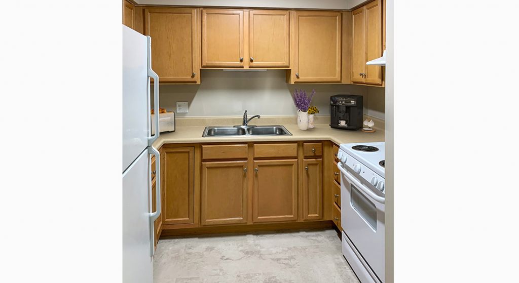 Well-equipped kitchen in senior apartment