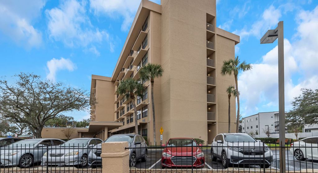 Exterior view of the Center Place Senior Apartments building.