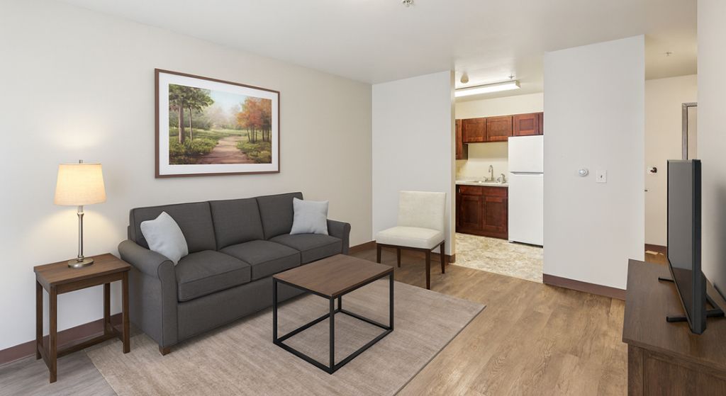 Cozy living room in a senior apartment