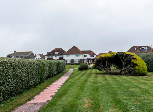 Garden pathway leading to the facility building