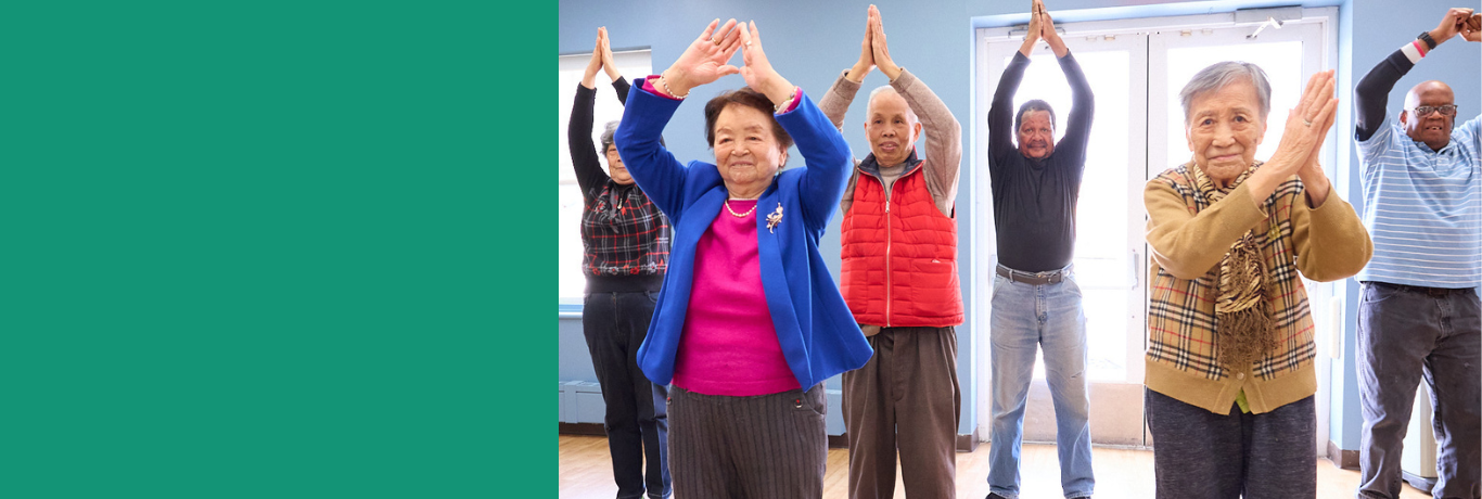 Residents participating in a group activity indoors.