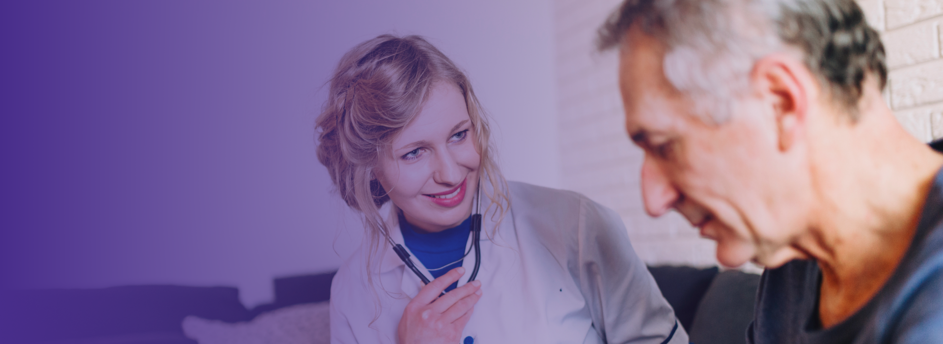 Caregiver interacting with a senior resident