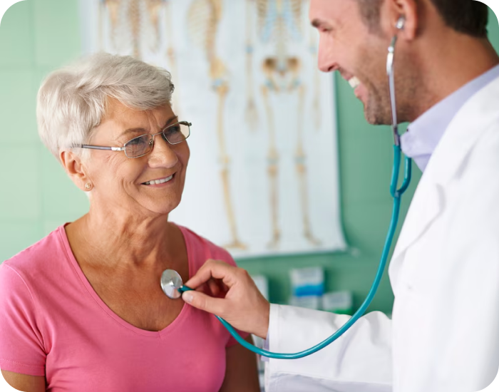 Senior woman receiving a health checkup