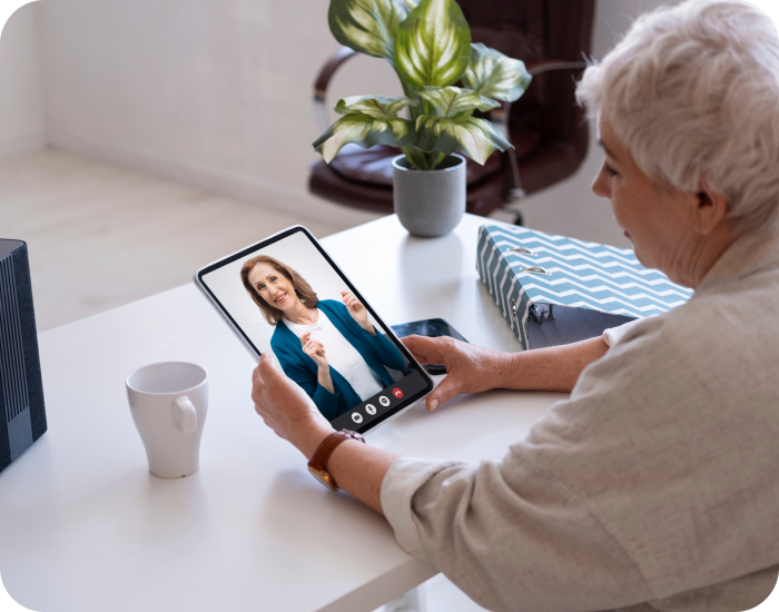 Senior engaging in a video call