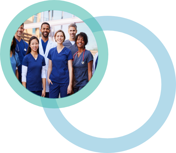 Healthcare staff posing together outdoors