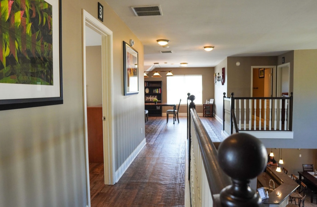 Indoor common area with hall and seating
