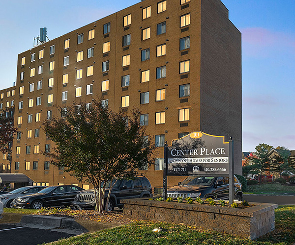Exterior view of a senior apartment building