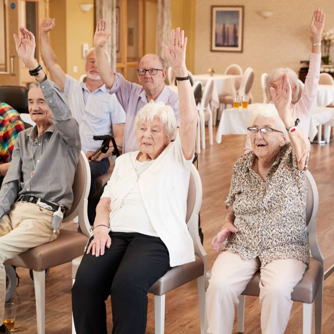 Residents actively engaging in a common area activity.