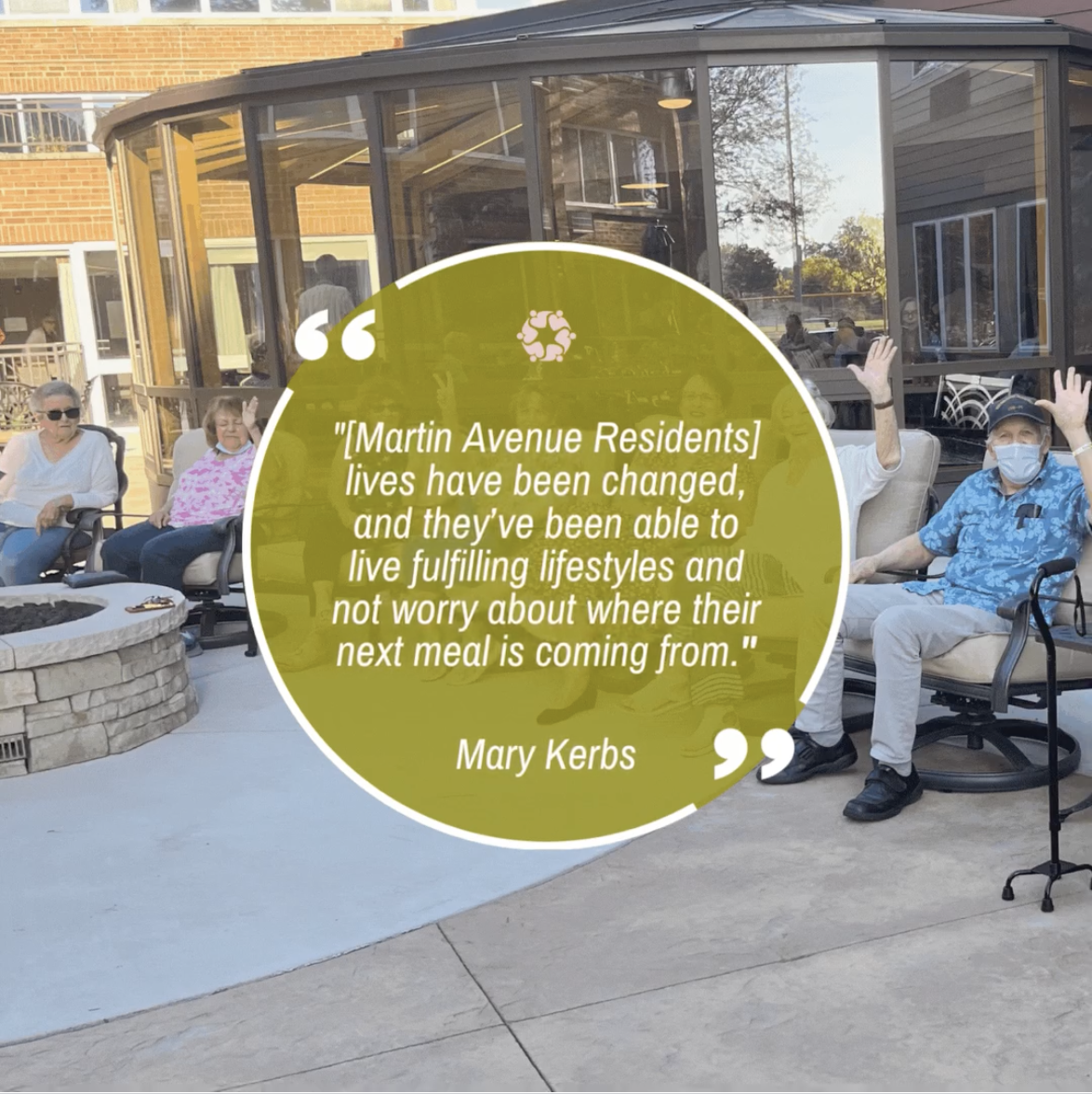 Residents enjoying an outdoor gathering at Martin Avenue Apartments.