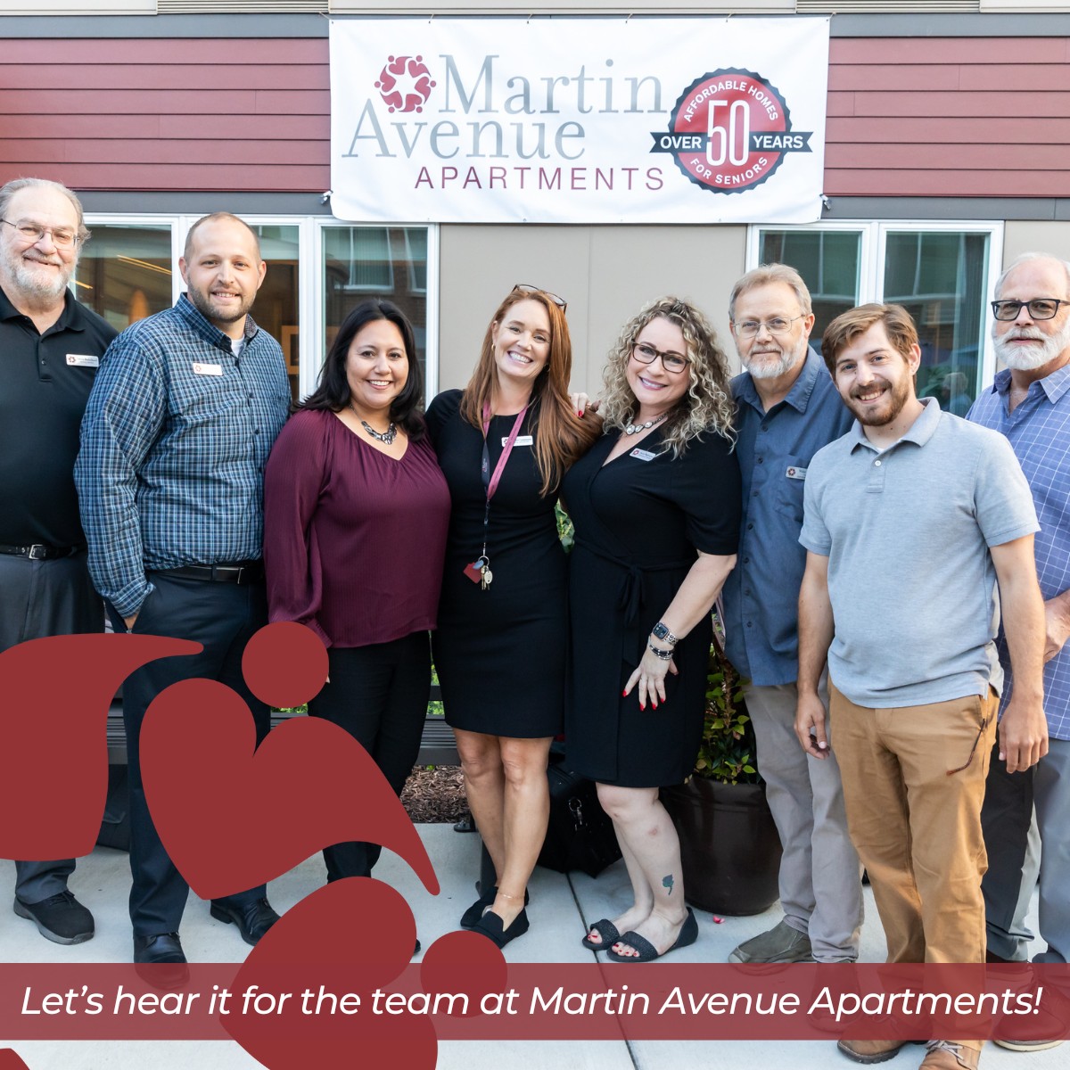 Staff team celebrating at Martin Avenue Apartments