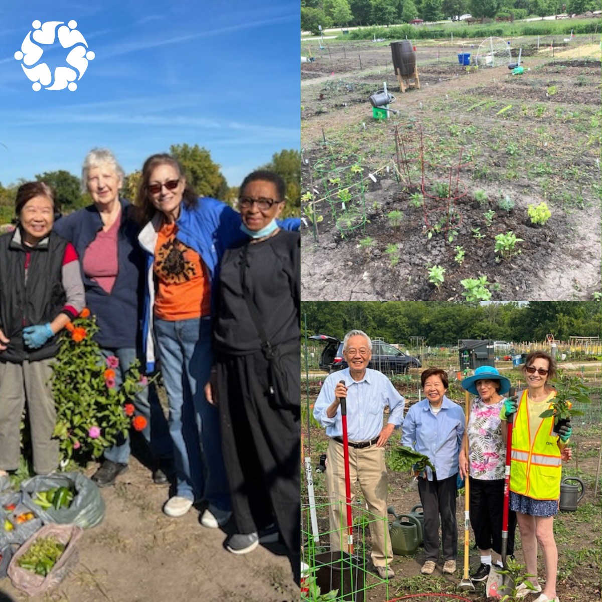 Residents participating in a community gardening activity.