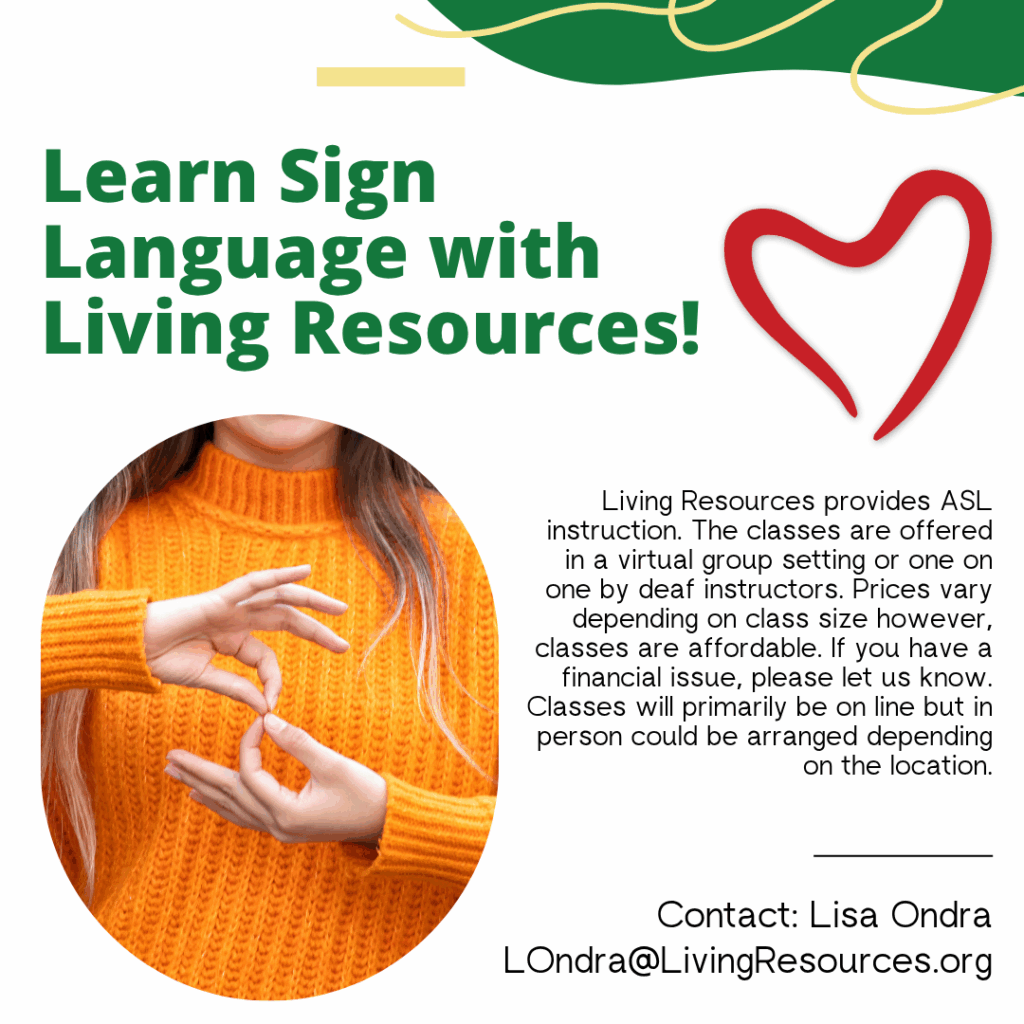 Person demonstrating sign language with a brochure.