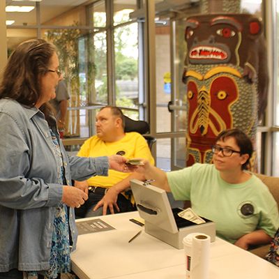 Residents interacting at a community event.