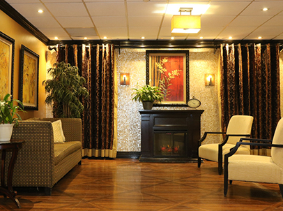 Welcoming common area with seating and decor