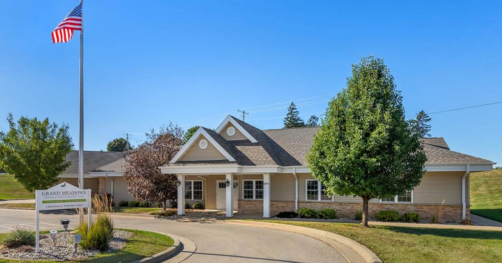 Exterior view of Grand Meadows assisted living facility