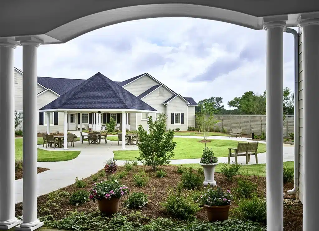 Garden and patio area of a retirement community