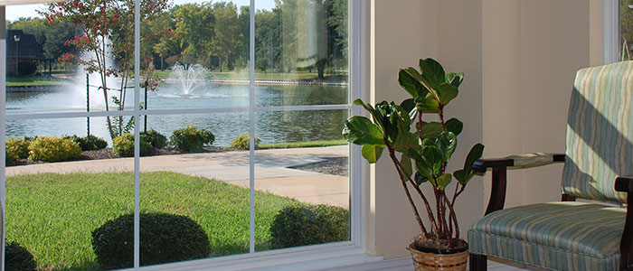 View of a tranquil pond and landscaped garden