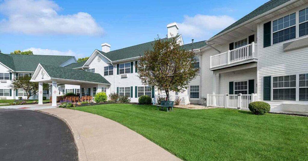 Exterior view of the Antioch Valley Senior Living facility with landscaped grounds