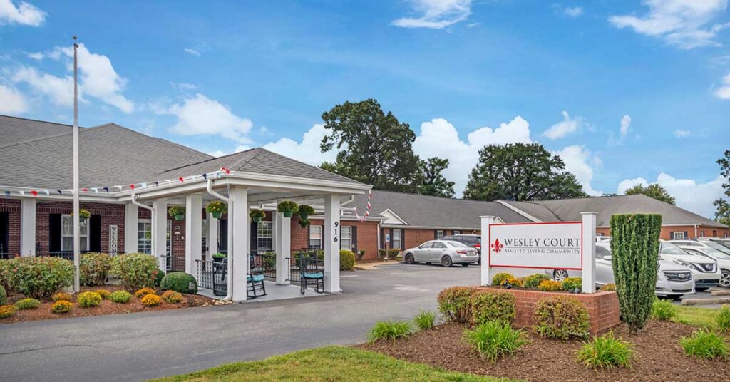 Front view of Wesley Court Assisted Living facility