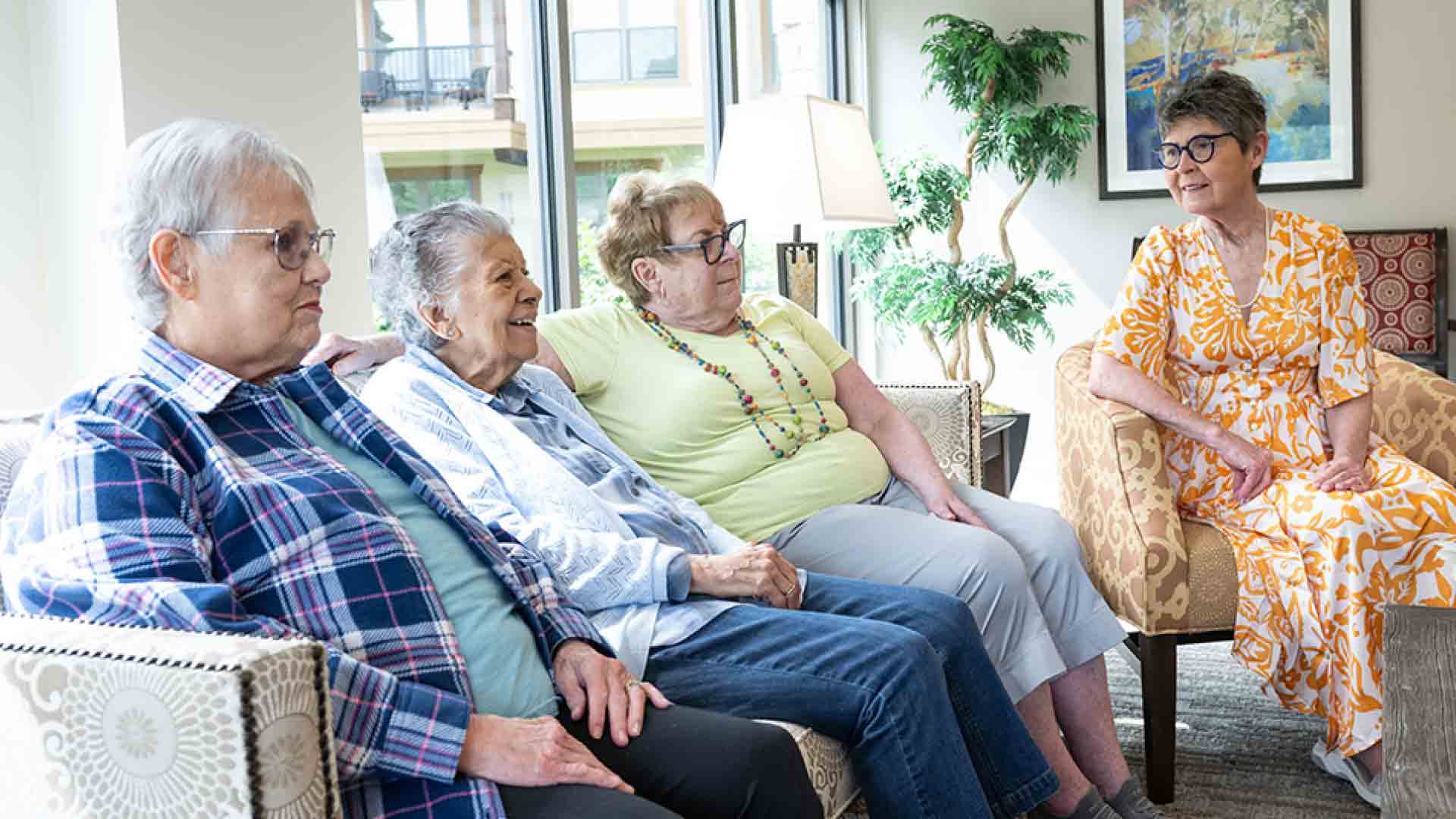 Residents enjoying time together in a common area