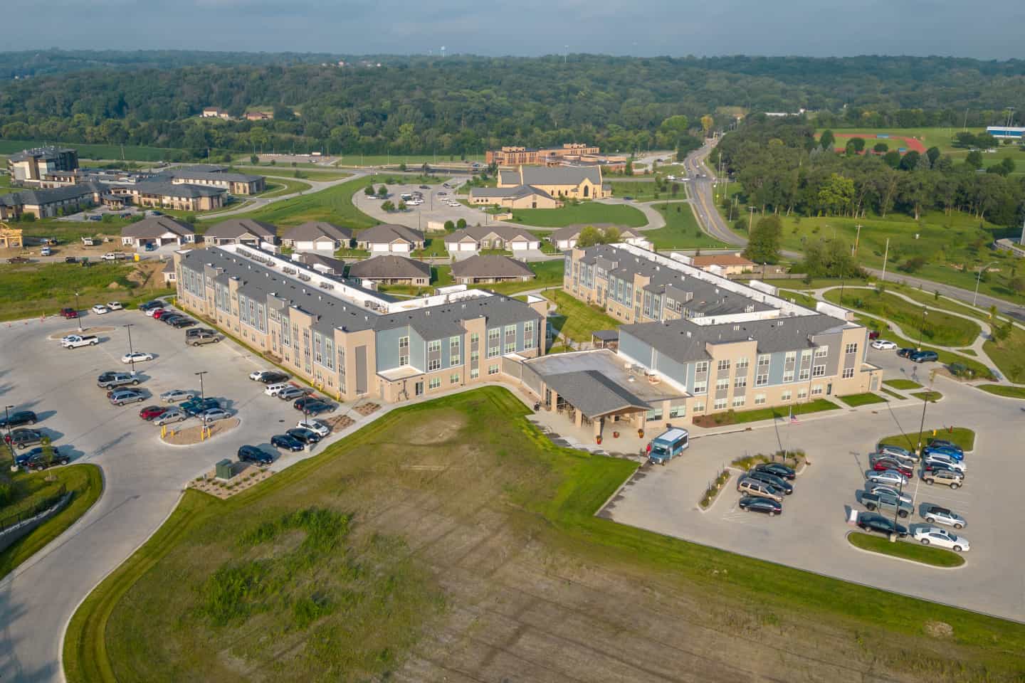 Aerial view of the facility and surrounding area
