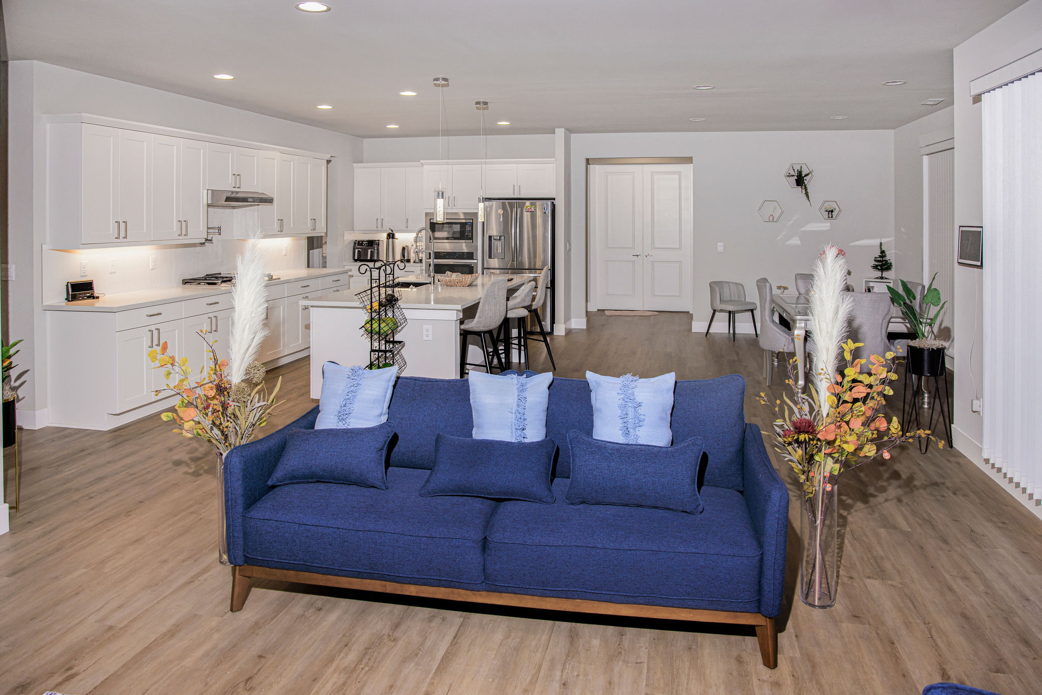 Interior view of a modern common area with seating.