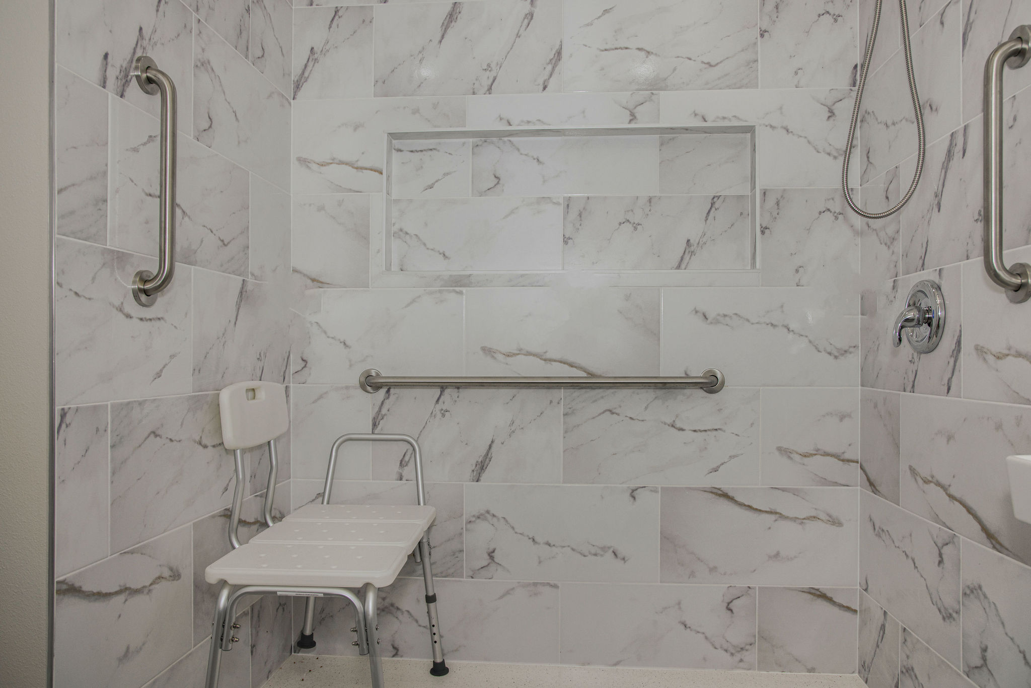 Accessible shower with safety features