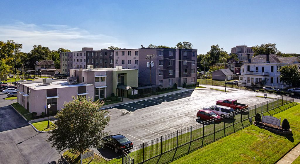 Exterior view of Jordan Square Senior Apartments
