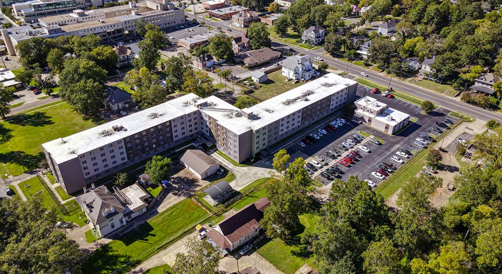Aerial view of Jordan Square Senior Apartments