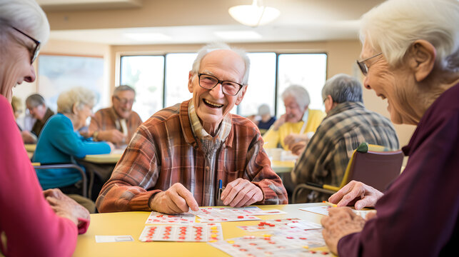 Seniors playing bingo