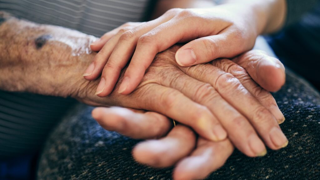 Close-up of hands showing connection and support