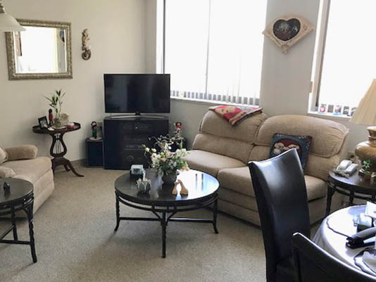 Cozy interior living room with furniture.