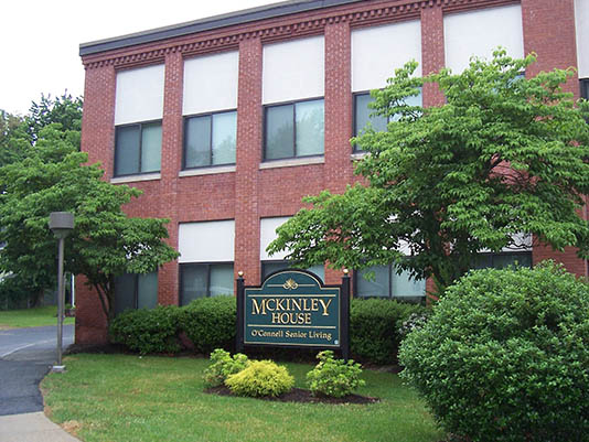 Exterior view of McKinley House with signage