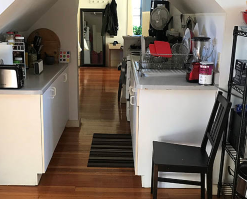 Interior view of a small kitchen area.